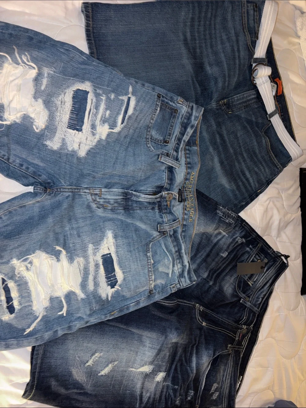Buffalo David Bitton Distressed Light and Dark Blue Men's Jeans